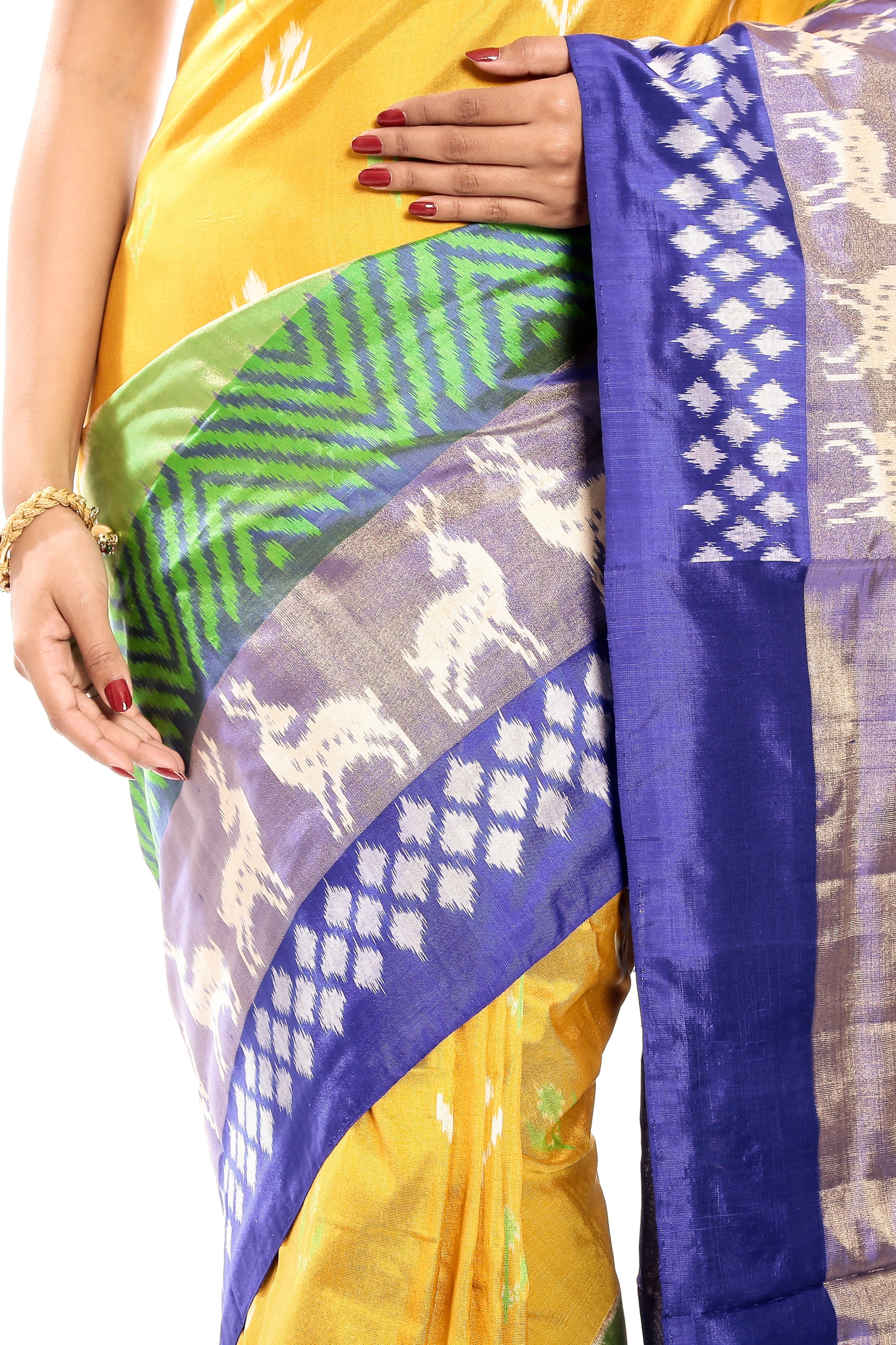  Pochampally Saree in Yellow & Blue