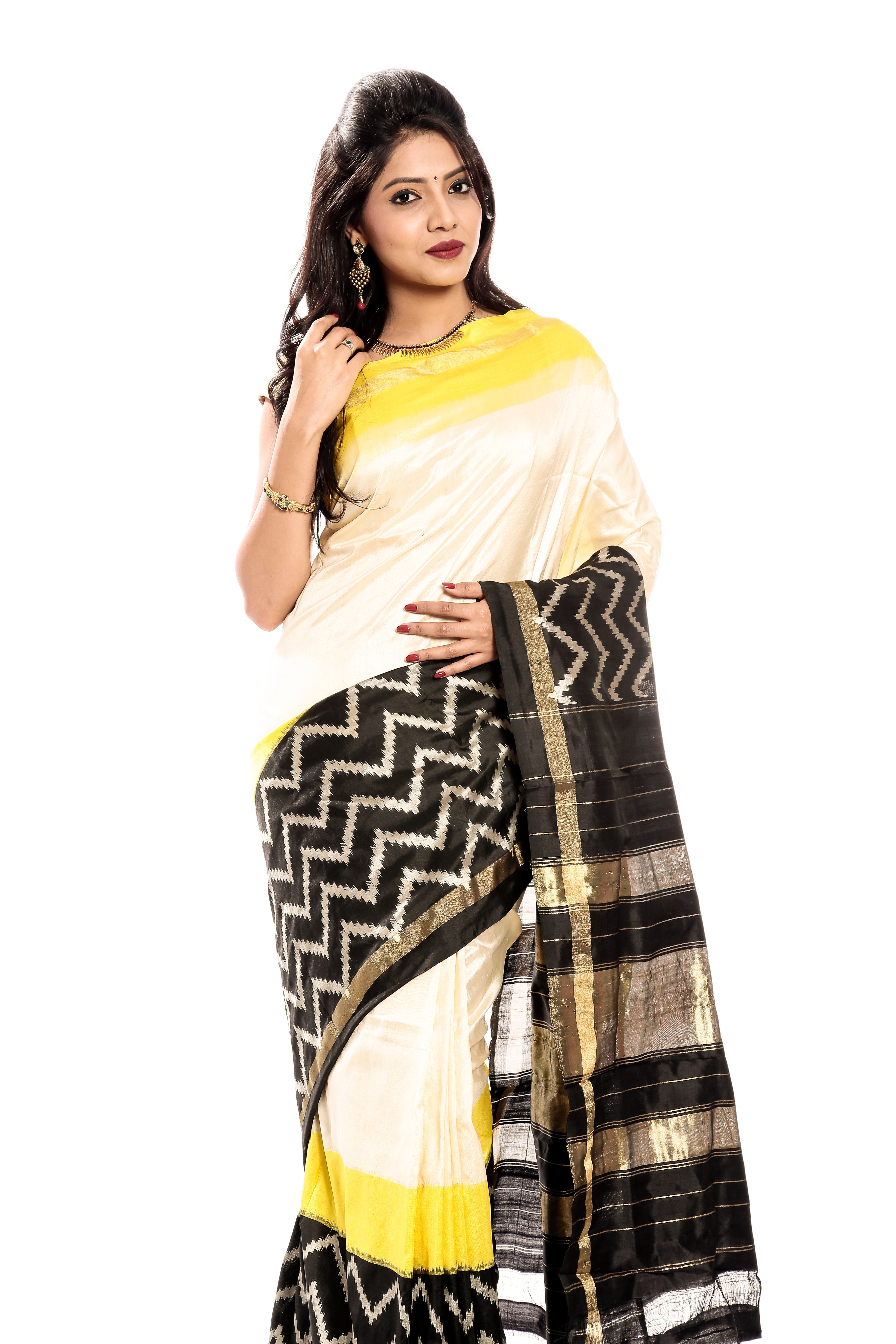 White Pochampally silk sarees online UK