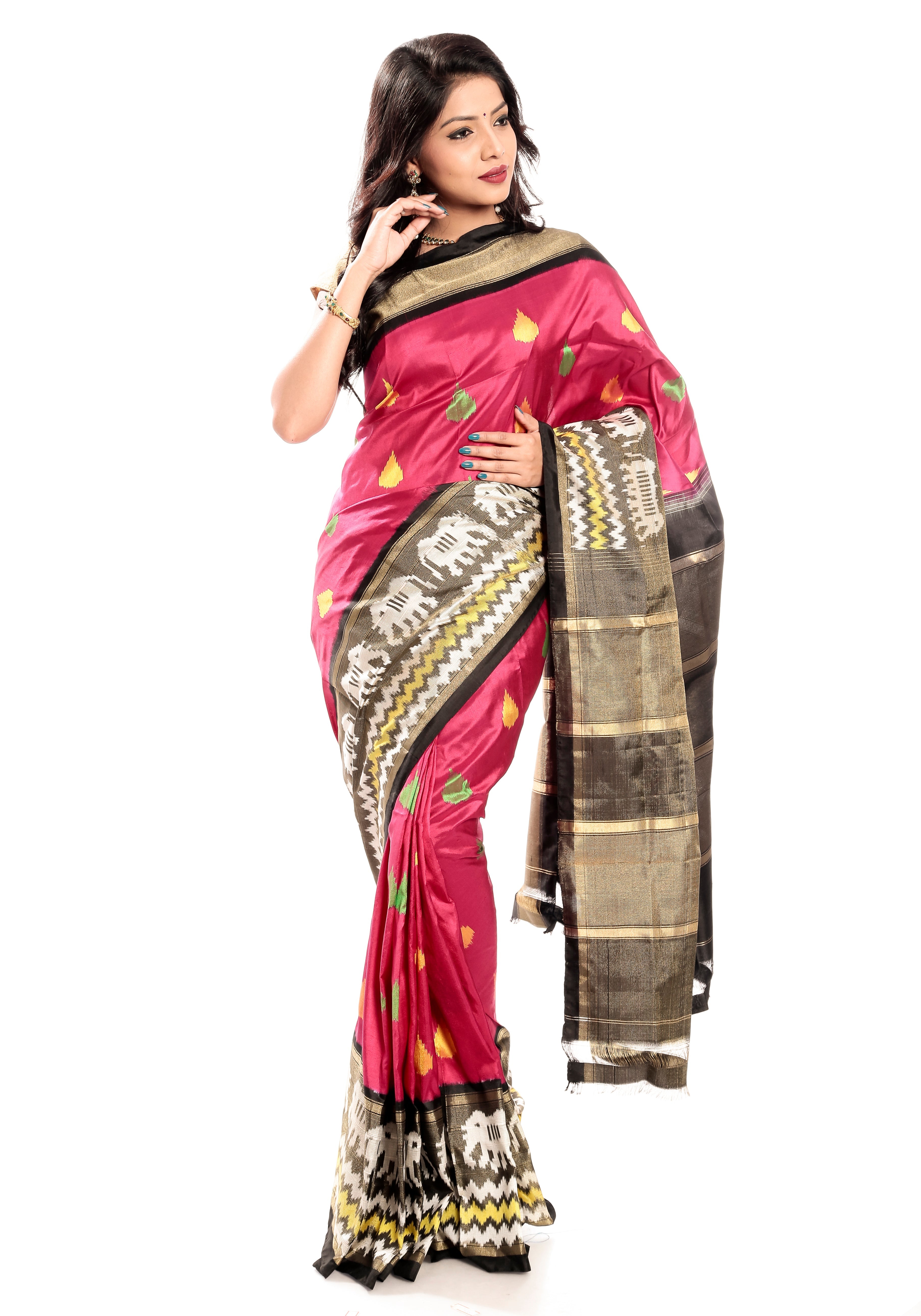 Drak pink pochanpally silk sarees