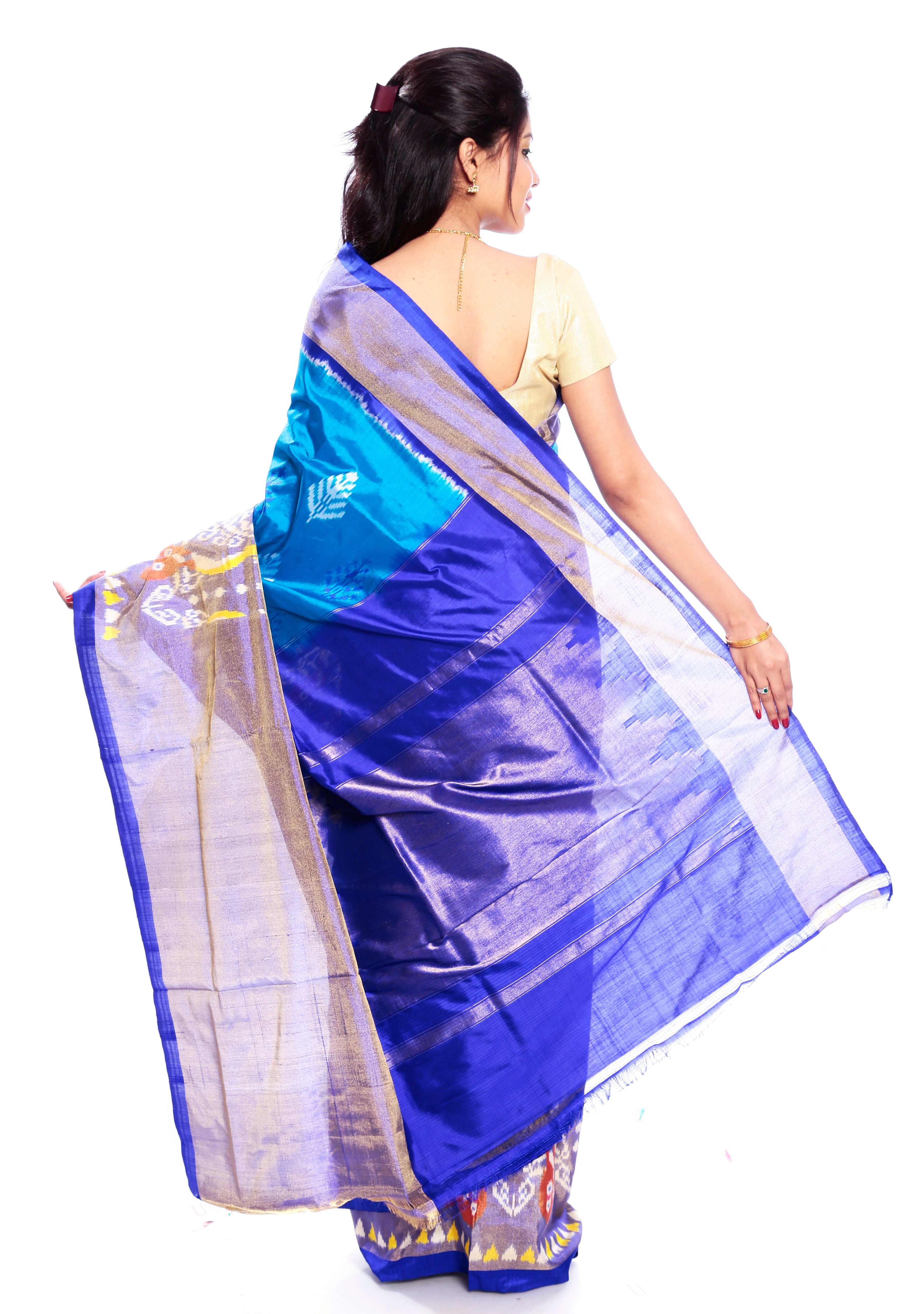 Blue Ikkat Silk Saree UK