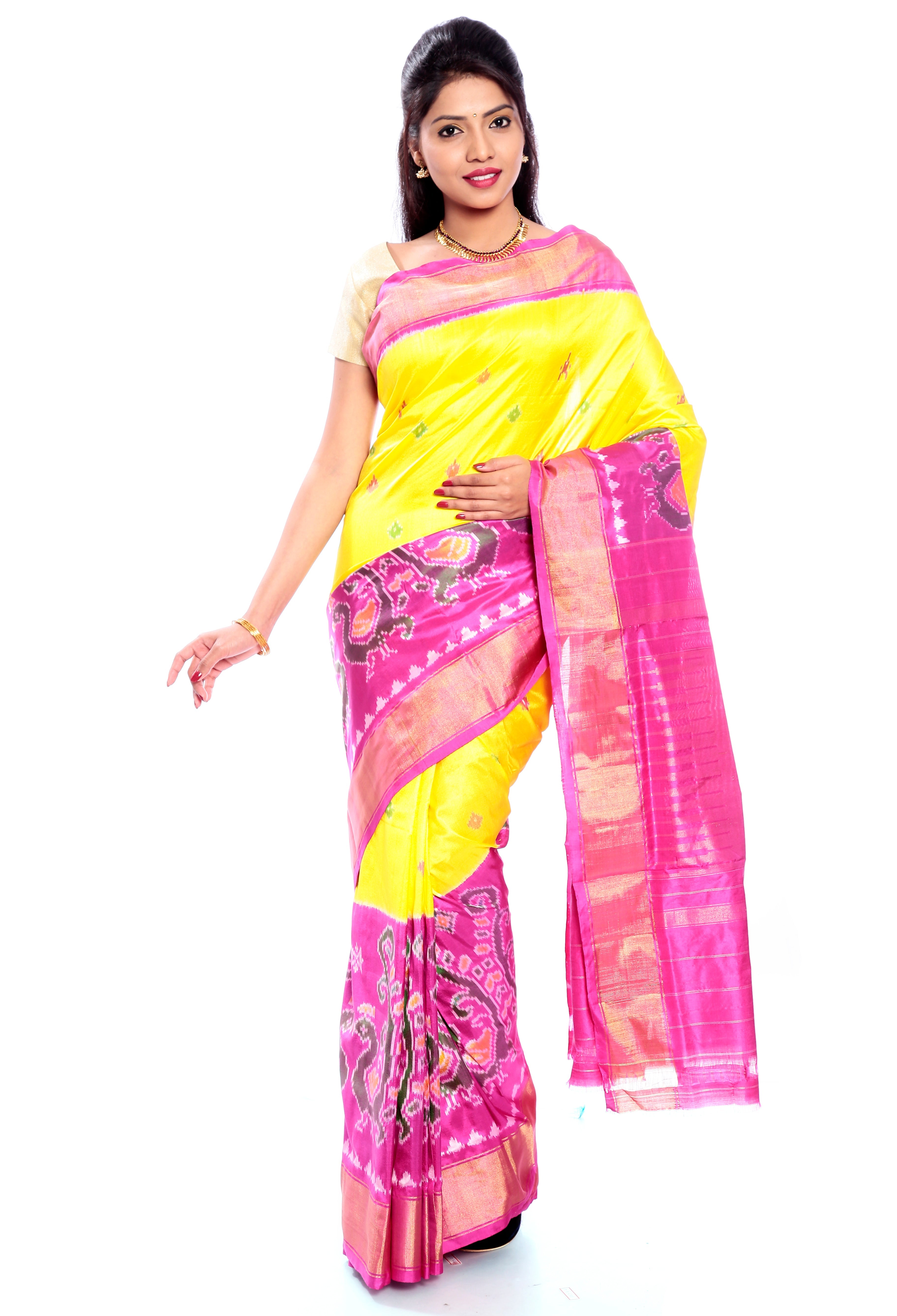 Yellow Pochampally Saree Online