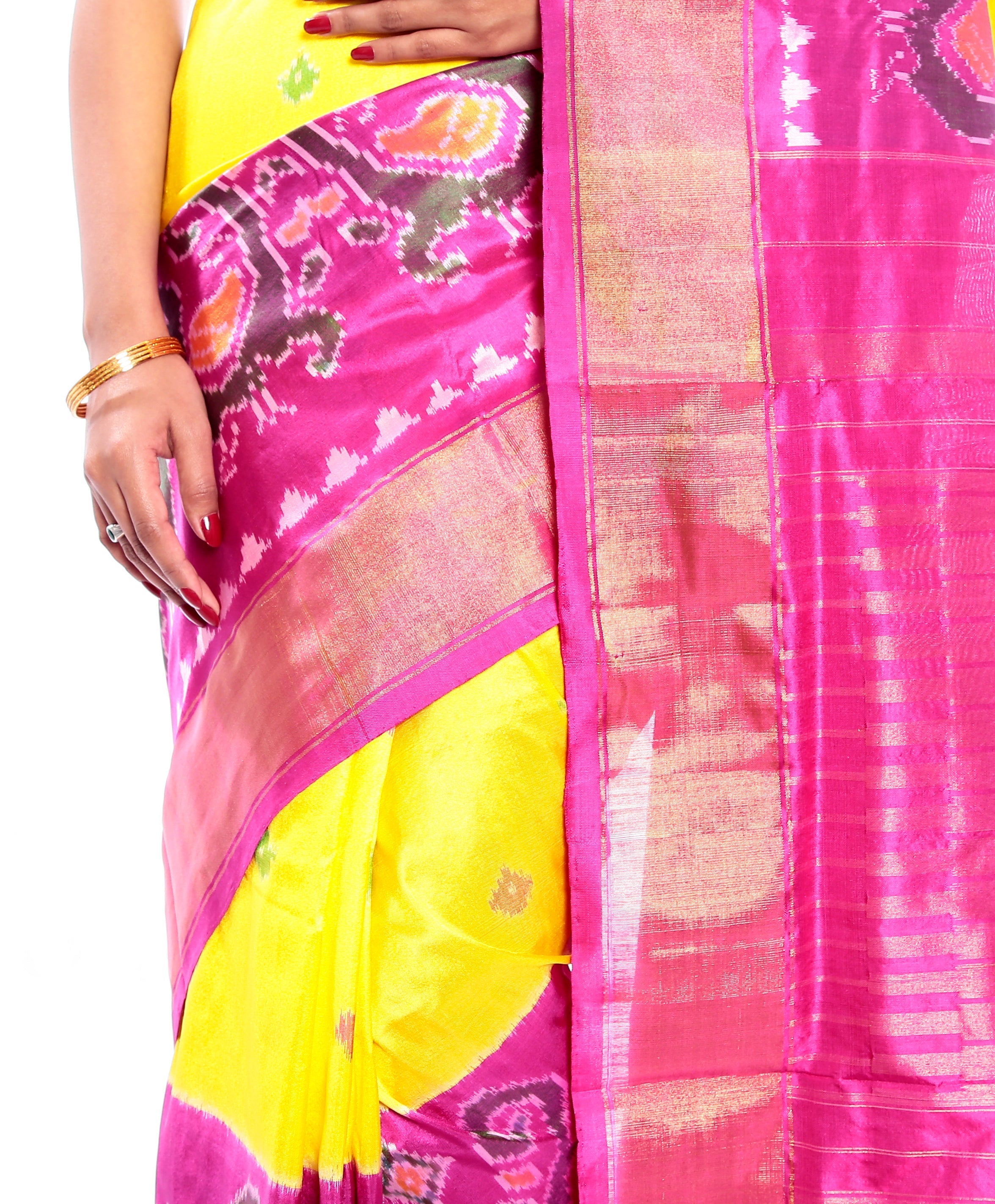 Yellow Pochampally Saree Online Canada