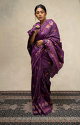 Dark Purple Ilkal Saree - Art Silk Saree with Kasuti Embroidery (MK 775)