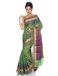 Pure silk Cotton Saree in Green -Mandakini Online Store
