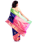 Dark Blue silk sarees for Wedding with Pure Zari work (MK206)