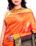 Bridal silk Sarees - Pure Zari Silk Saree in Orange