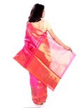 Pink Pure Zari Kanchipuram Pure Silk Saree with Peacock motifs