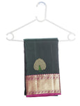 Dark Green kanjivaram silk saree with golden Border