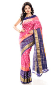 Ikkat Silk Saree in Pink & Blue