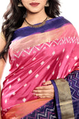  Pink & Blue Pochampally silk Saree