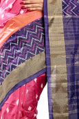  Pink & Blue ikkat silk saree online