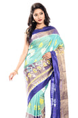 Teal-Blue Pochampally Silk Saree