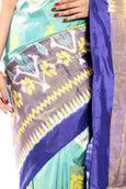 Teal-Blue Pochampally Silk Saree online usa, uk, canada