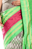 light green border pochampally silk sarees