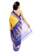 blue &yellow pure pochampally saree