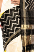 White & yellow ikkat silk saree online usa uka canada