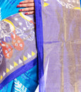 Blue color Pochampally silk saree USA